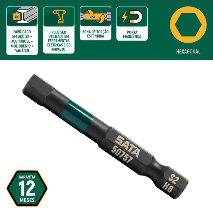 Ponta Impacto Hexagonal 4mm 50mm 10 Peças - SATA Brasil